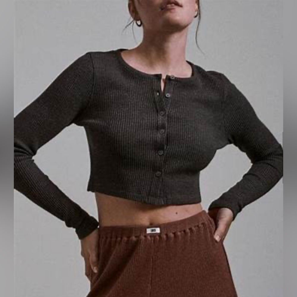 Lunya Restore Thermal Cardigan XL Charcoal Grey